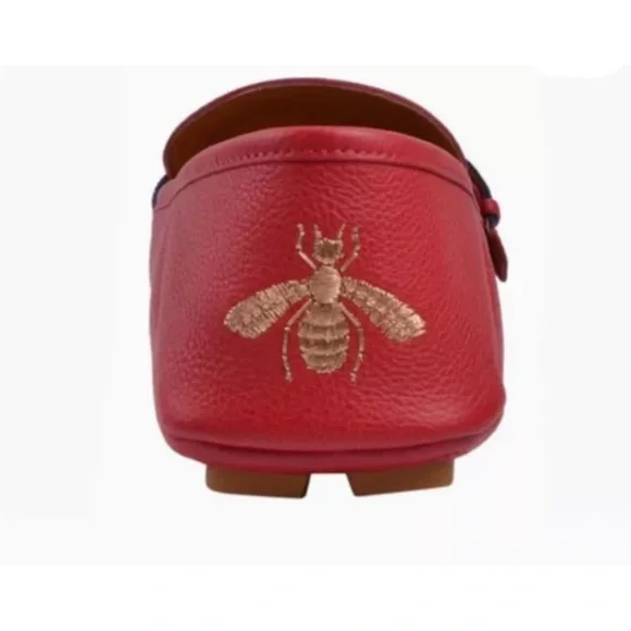 Gucci Red Leather Driver With Gold BEE and red and Green  display picture 2